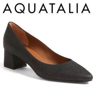 Aquatalia Polly Polka Dot Weatherproof Black Pumps